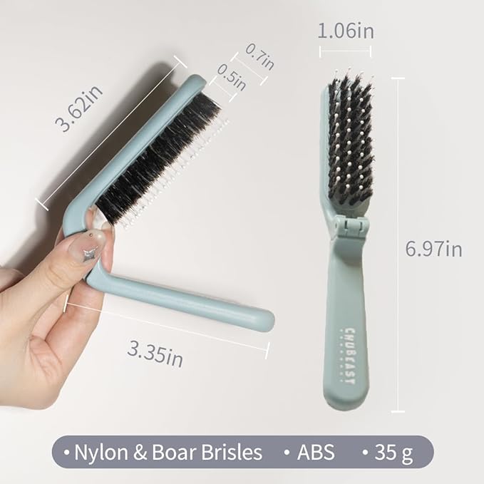 Uffy MiniPop Travel Hair Brush – Mini Folding Boar Bristles for Women, Men & Kids | Kid-Friendly Portable Purse Brush for Wet & Dry Hair, Curly or Straight | Pocket-Size Detangler – Lavender