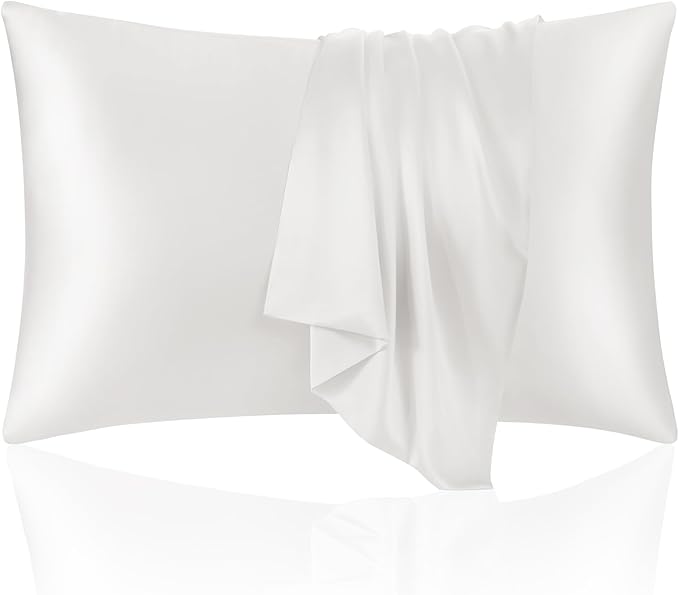 ECOSA Luxurious 30 Momme 100% Mulberry Silk Pillowcase (50x70cm) – 6A Grade Charmeuse Weave, Oeko-TEX® Certified – Frizz-Free Hair & Wrinkle-Free Skin (White)