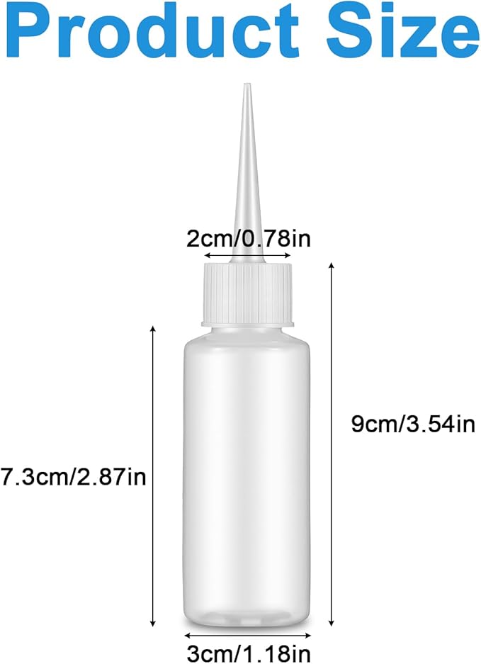 8 Pcs Small Squeeze Bottles, 50ml Tiny Applicator Bottle, Clear Empty Needle Tip Bottles for DIY Craft, Leak-Proof Hair Dye Bottle for Hair Dye, Paint Art and Liquids