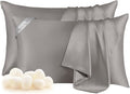 THXSILK Set of 2 100% Natural Mulberry Silk Pillowcase for Hair and Skin, 19 Momme Pillowcases with Hidden Zipper, Soft Breathable Smooth Both Sided Silk Pillow Cover(Standard 20“x26, Grey)