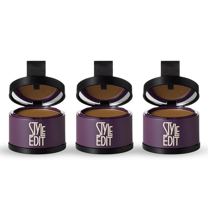 Style Edit Root Touch Up Powder, to Cover Up Dark Roots and Grays Between Salon Visits, Water Resistant, Non-Sticky, Compact And Mess-Free, Medium Brown Hair Color (Pack of 3)