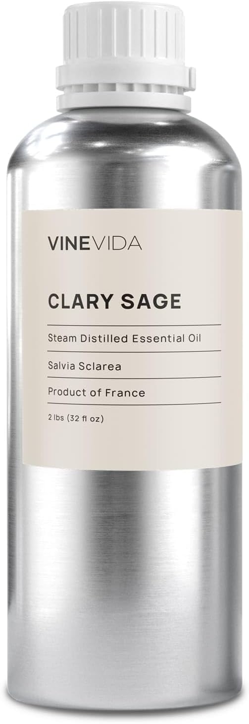 VINEVIDA Clary Sage Essential Oil - 32 oz (946.36 ml) - Undiluted - DIY Candle Scents & Soap Making - Bulk