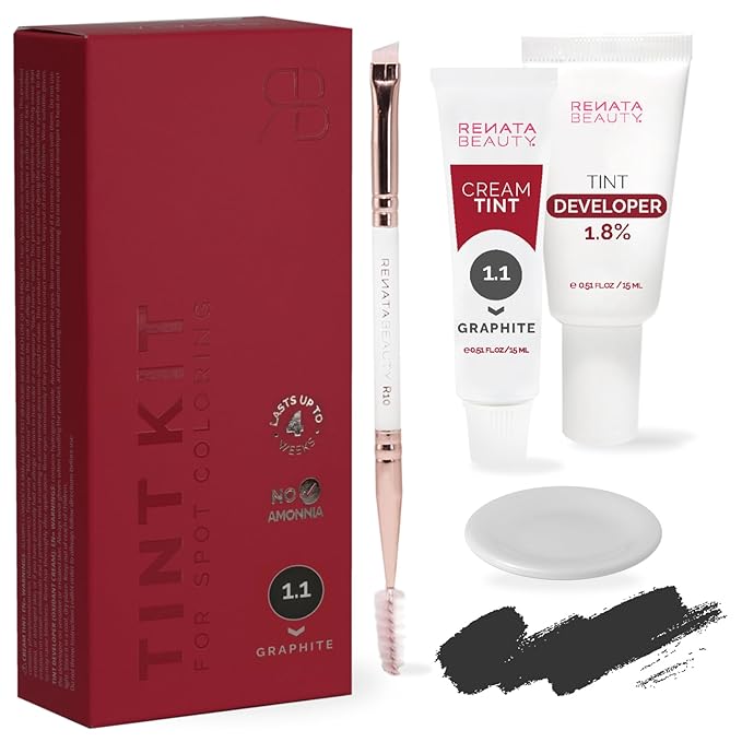 RB RENATA BEAUTY Tint Kit – Cream Hair Dye Kit with Developer and Application Brush for Spot Coloring - Covers Gray Hairs, Smudge-Proof, Long-Lasting Up to 4 Weeks, 20 Applications [Graphite]