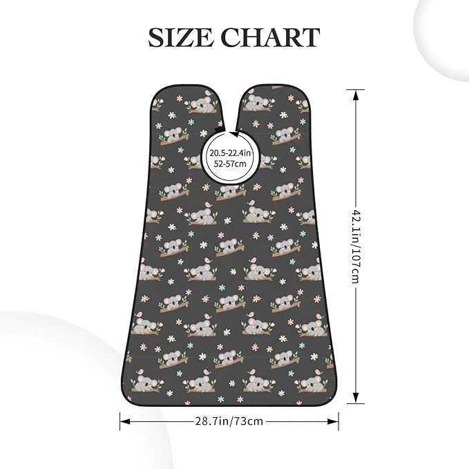 Non-Stick Beard Shaving Bib, Hair Catcher Apron with Suction Cups, Waterproof Grooming Tool for Men Husband, Cute Cartoon Koala and Flowers Floral Shave Bib