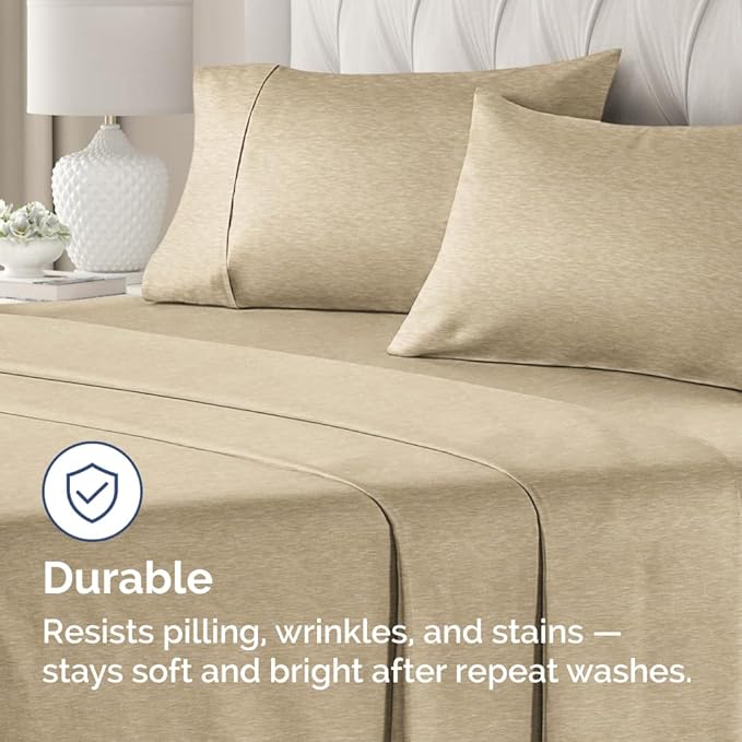 Queen Pillow Cases Set of 2 - Ultra Soft Hotel Quality Pillowcase Covers - Comfy, Cozy & Wrinkle Free - Shrinkage and Fade Resistant - Machine Washable Pillow Protectors - 2 Piece Set - Heathered Tan