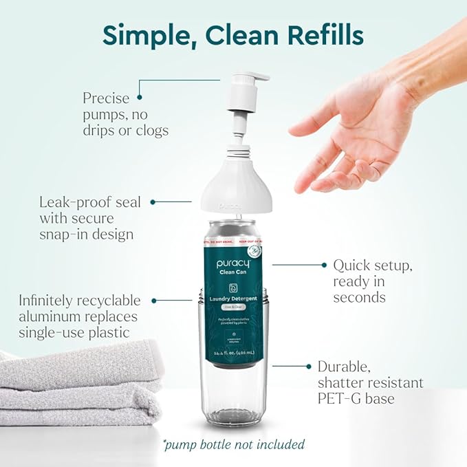 Puracy Liquid Laundry Detergent Clean Can Refill - Enzyme-Powered Liquid Laundry Detergent Concentrate, Natural Laundry Detergent Seen on TikTok, Non-Toxic (Free & Clear, 14.4 fl)