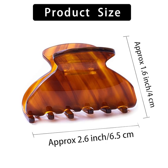 Womens Hair Clips Medium Claw Clips Tortoise Hair Jaw Clips Celluloid Hair Claw Clamps Acetate Hair Clip 3 Pack,Tortoise Shell/Black/Brown