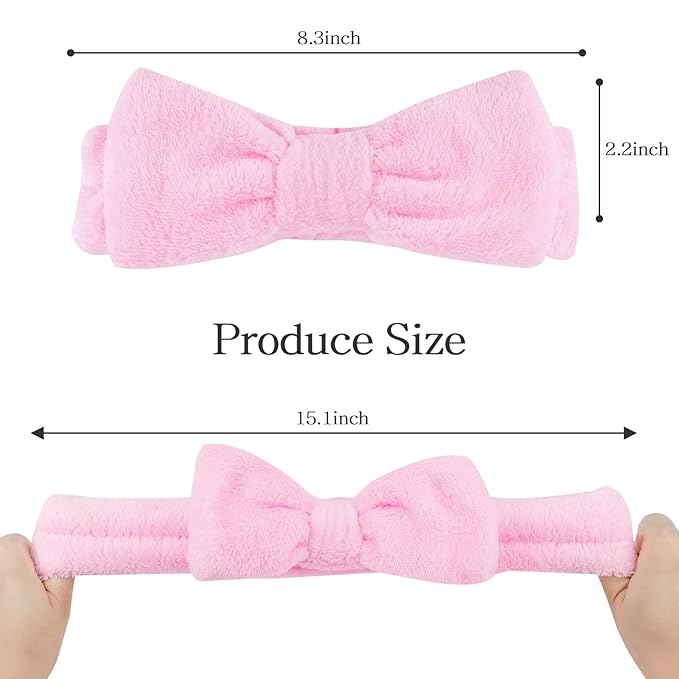 Casoty Pink 6 Pcs Spa Headband, Hair Band for Washing Face, Makeup Headband, Skincare Headbands, Soft Fleece Hairband for Face Washing Yoga