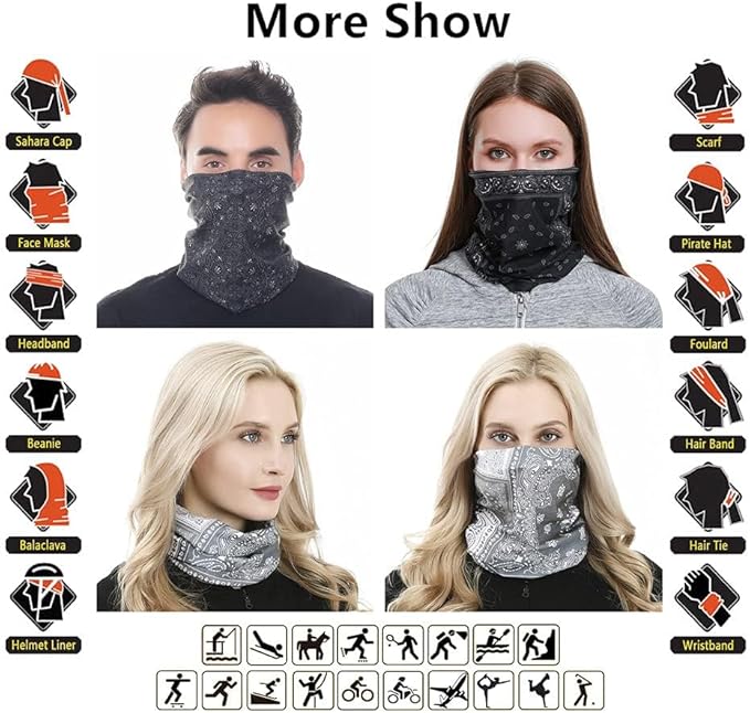 Headband Neck Gaiter Head Wrap Headwear Face Mask Magic Scarf Bandana for Men and Women