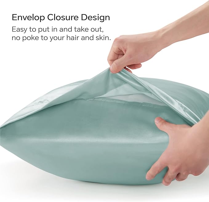 BEDELITE Satin Body Pillow Cover 2 Pack, Super Soft and Cooling Body Pillow Pillowcase for Hair and Skin, Breathable Silky Full Long Pillowcase Cover(20"x54", Haze Blue)