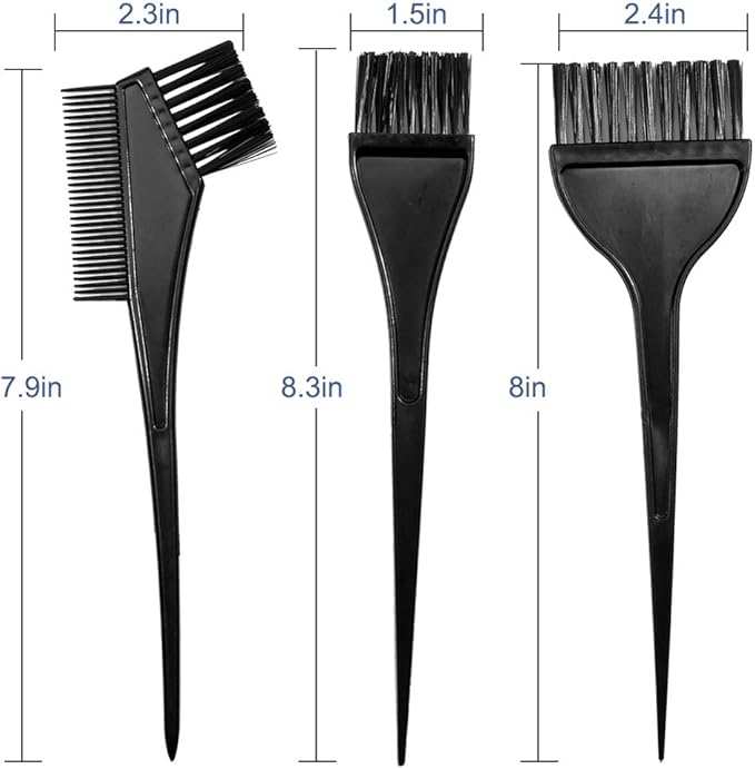 Hair Dye Color Brush and Bowl Set, Color Bowl Brushes Tool Mixing Bowl Kit Tint Comb for Hair Tint Dying Coloring Applicator (Black)