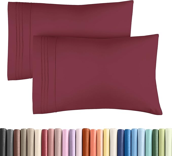 Queen Pillow Cases Set of 2 - Ultra Soft Hotel Quality Pillowcase Covers - Comfy, Cozy & Wrinkle Free - Shrinkage, Stain & Fade Resistant - Machine Washable Pillow Protectors - 2 Piece Set - Burgundy