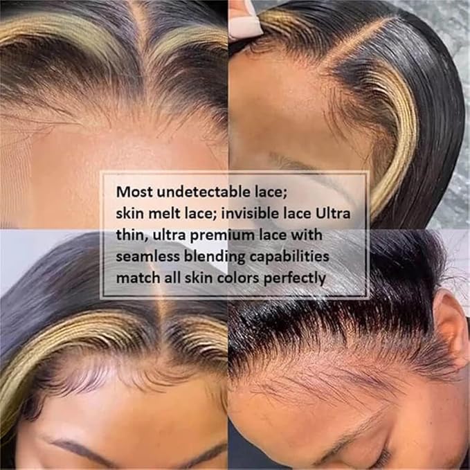 200% Density 13x6 Lace Front Wigs Human Hair Pre Plucked Body Wave HD Transparent Ombre Lace Front Wigs Glueless Wigs Human Hair 13x6 Balayage Wigs Human Hair Wig For Women 18inch