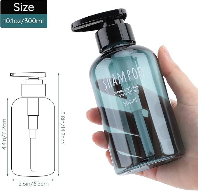 Segbeauty Shampoo and Conditioner Dispensers, 10oz Refillable Pump Bottles for Shower 300ml Body Wash Shampoo Dispenser 3 Packs Empty Plastic Press Bathroom Liquid Body Soap Gel Lotion Dispenser Blue