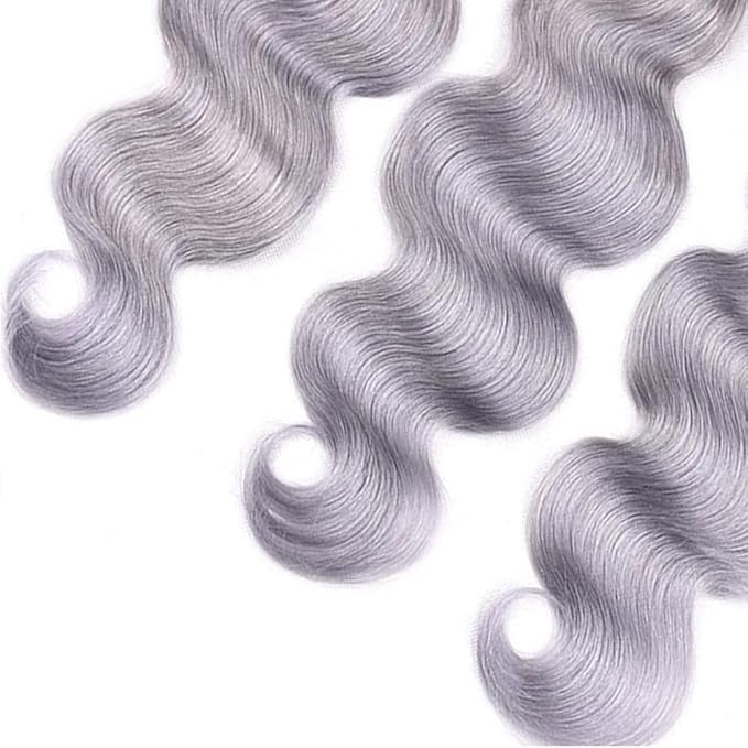 28 30 32 Inch Ombre Bundles Human Hair Grey Body Wave Bundle Brazilian Virgin Remy Hair Extensions Double Weft 2 Tone Black and Silver Body Wave Bundle Hair Weave 300g