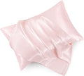 King Size Satin Pillowcase Set of 2 with Envelope Closure,Blush Pink Silk Pillowcase for Hair and Skin (20x36)