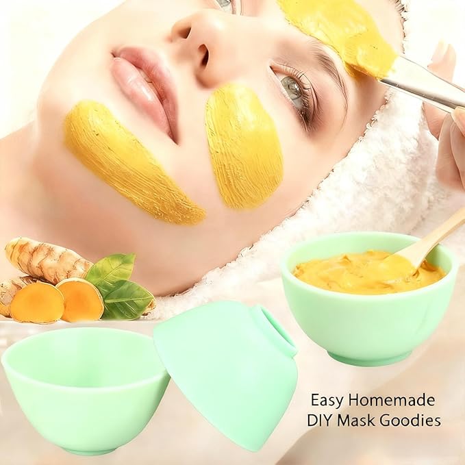 5-Piece Silicone Mixing Bowl Set, 3.3-Inch Microwaveable Silicone Bowls for Facial Masks, Mud Masks, and Other Skin Care Products Facial Bowls for Estheticians. (Green)
