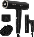 Plasma Ion Hair Dryer with Diffuser for Curly Hair, 110000 RPM Professional High Speed Blow Dryer with Plasma Ion, 1500W Foldable Travel Hairdryer with 6.5 Ft Cord Fast Drying for Women Men