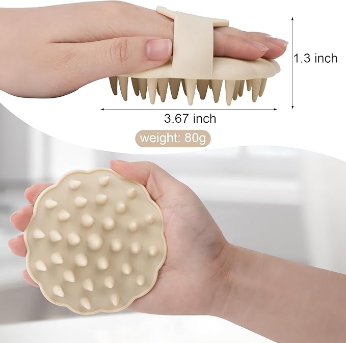 Scalp Massager Hair Growth, Scalp Scrubber Wiht Silicone Bristles, Head Massager Scalp, Wet Dry Hair Care Scalp Scrub for Women Man (White)