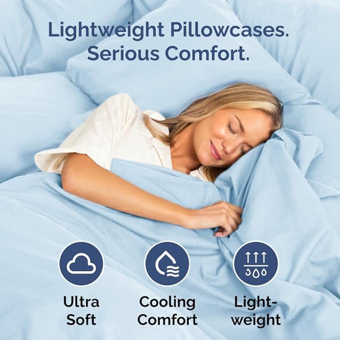 Queen Pillow Cases Set of 4 - Ultra Soft Hotel Quality Pillowcase Covers - Comfy, Cozy & Wrinkle Free - Shrinkage, Stain & Fade Resistant - Machine Washable Pillow Protectors - 4 Piece Set - Sky Blue