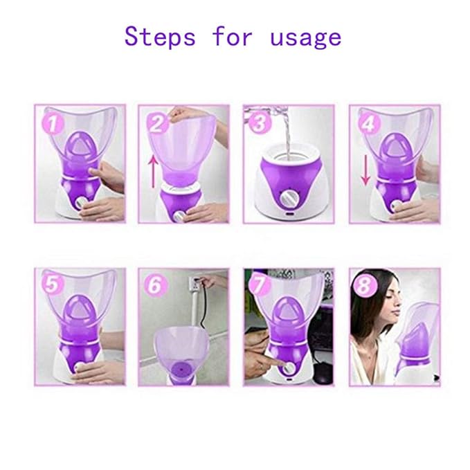 Facial Steamer Professional Steam Inhaler Facial Sauna Spa for Face Mask Moisturizer - Sinus with Aromatherapy; Pores with Timer and Extract Blackheads, Diffuser Skin Care(Purple)