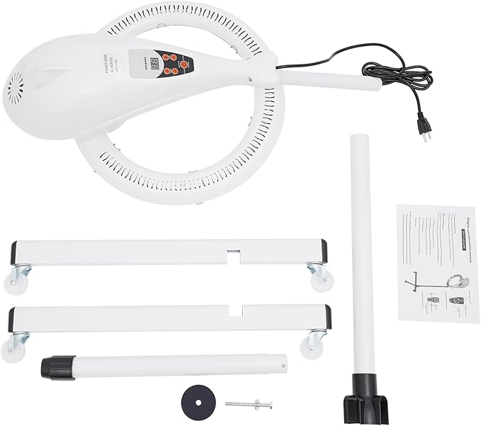 Professional Stand Hair Dryer 950W, Infrared 360° Rotating Hair Color Processor with Adjustable Height & Timer, for Perm Styling Dyeing Oil Treatment, Salon Home Use, White(White)