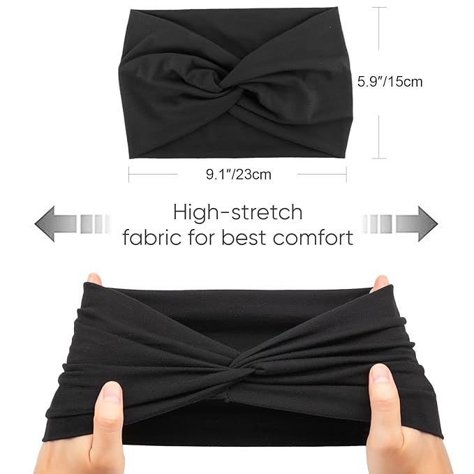 Extra Wide Headbands for Women Large Turban Headband Non Slip Boho Elastic Hairband Hair Twisted Knot Head Bands Accessories