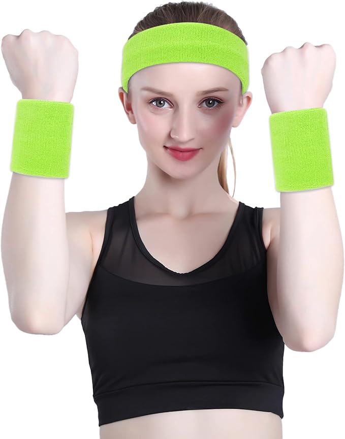ONUPGO Sweatband Headbands for Men & Women -12PCS Sports Headbands Moisture Wicking Athletic Cotton Terry Cloth Headband for Tennis,Basketball,Football,Gym,Working Out