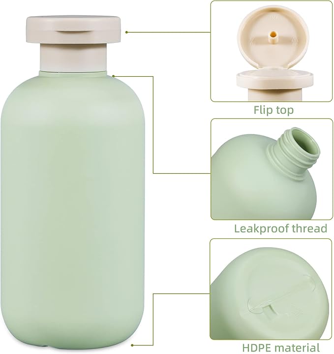 6.8oz Squeeze Bottles with Flip Cap, Refillable Plastic Travel Bottles for Creams, Lotion, Shampoo, Conditioner (2 Pcs)