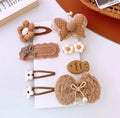 Hair Clips for Baby Girls-8 Pcs Beige Hair Accessories with Knitted Flower, Bow, Butterfly Designs-Soft Wool and Crochet Hairpins-Non-Slip Barrettes for Daily and Occasional Wear (Design 2-8pc Set)