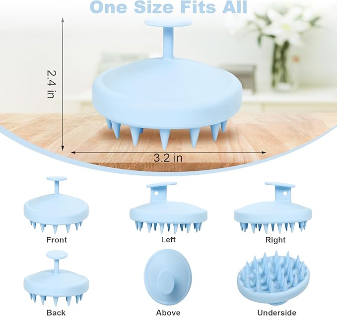 Silicone Scalp Massager, Scalp Scrubber for Hair Growth with Soft Bristles, Scalp Exfoliator Brush Dandruff Removal Shampoo Brush for Wet Dry Scalp Care (Light Blue)