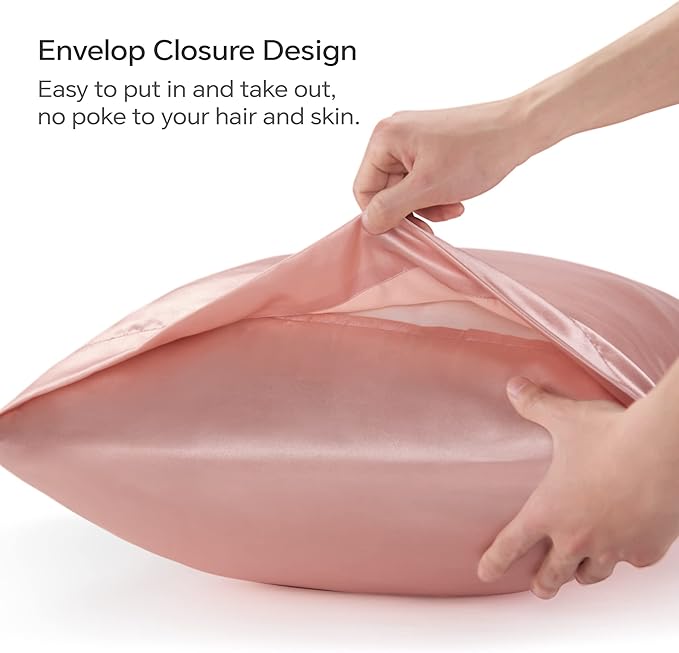 BEDELITE Satin Body Pillow Cover, Super Soft and Cooling Body Pillow Pillowcase for Hair and Skin, Breathable Silky Full Long Pillowcase Cover(20"x54", Rose Pink)