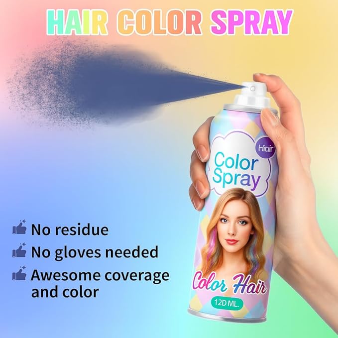 Blue Temporary Hair Color Spray for Adlut & Teens, 1-Day Washable Hair Spray, Bold Vibrant Shade for Halloween, Cosplay, School Spirit Days, Crazy Hair Day
