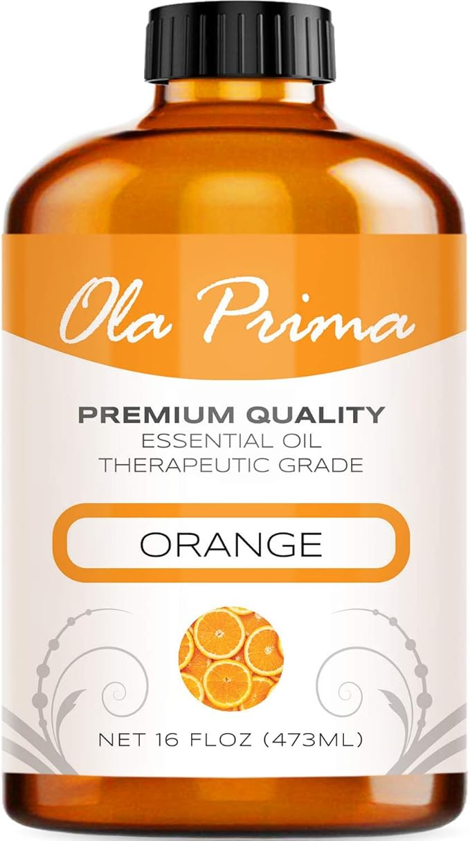 Ola Prima Oils - Orange Essential Oil (16oz Bulk) Therapeutic Grade for Aromatherapy, Diffuser, Relaxation, Calming