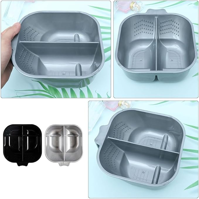 FRCOLOR Double Hair Dye Mixing Bowls with Handle 6.8 Inch Dual Compartment Hair Color Bowls for Salon and Home Use Coloring Tools
