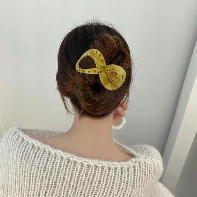 4 PCS French Concord Flat Hair Clips for Women 3.35 Inch Curved Hair Claw Clips Alligator Hair Barrettes Volume No Slip Grip Strong Hold Banana Hair Clamps Jaw Clips Styling Hair Accessories