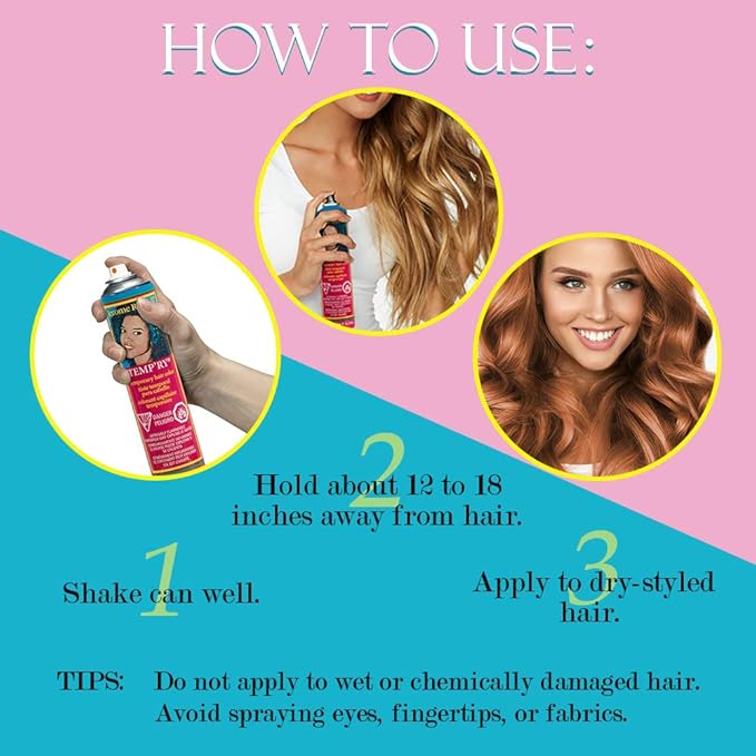 Jerome Russell Temporary Hair Color Spray, Orange - Intense Spray-On Temporary Hair Color, Fast-Drying, Non-Sticky, 2.2 oz