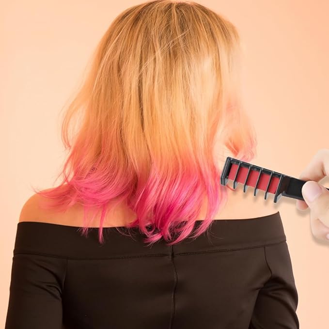 Festive Fun Hair Chalk Combs, 2026 New Chalk Hair Color for Girls, Temporary Wash out Hair Color Kids, Christmas Girl Gifts, Skin Safe Materials (10 colors)