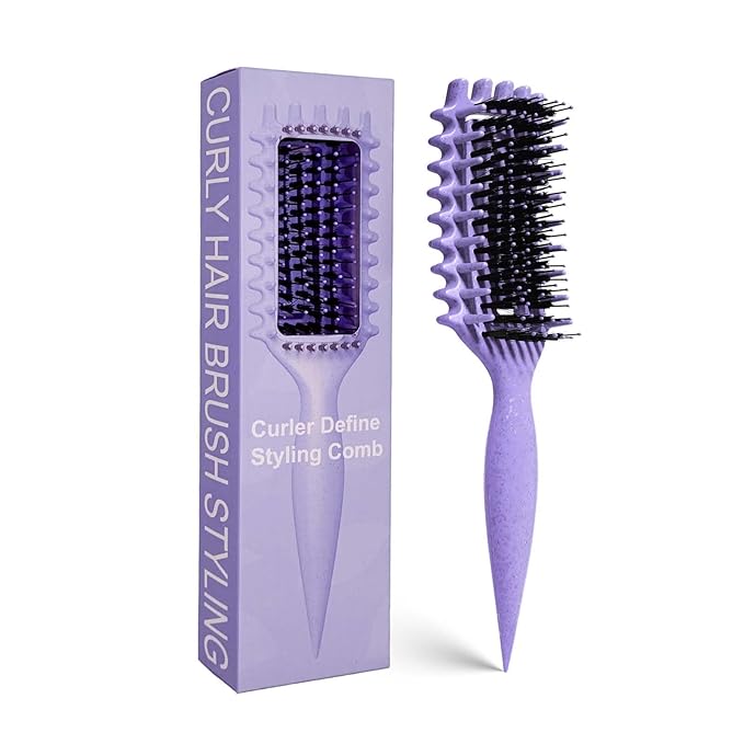 Curly Hair Brush Candybrush Curl Defining Brush for Detangling Shaping and Defining Curls for Women, Men, Wet & Dry Hair (Purple)