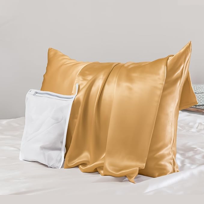 PROMEED 23 Momme Mulberry Silk Pillowcase for Hair and Skin - Both Sides Premium Natural Silk Pillow Case, Grade 6A+ Soft Cooling Pillow Cases, 1pc (Standard 20"x26", Gold)
