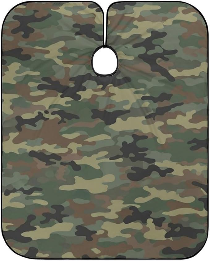 Unisex Cool Camo Camouflage Military Hair Styling Cape, Full Coverage Hairdressing Apron for Barber Salon, Profession Barbershop Supplies
