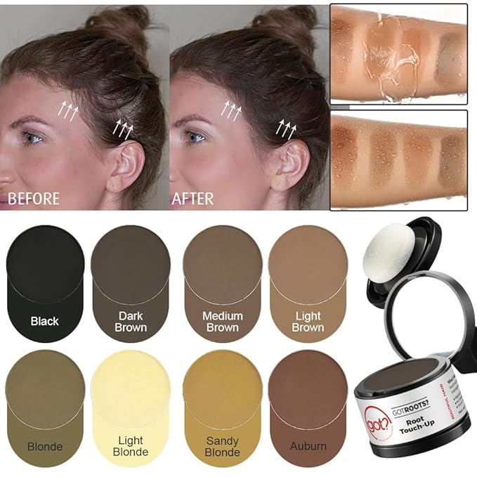 Got? Roots - Root Touch Up Hair Color, Brow, Beard, Hairline & Bald Spot Concealing Powder - Gray Root Coverage for Women & Men - 0.14 OZ Tub (Dark Brown, Pack of 2)