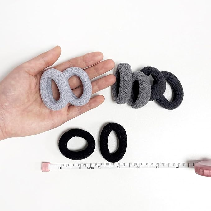 VI-FA Soft Pony Holders, Elastics Hair Bands for Thick or Curly Hair, Big Rubber Hair Bands for Women and Girls, Fancy Hair Ties,Hair Scrunchies 8pcs (Gray)
