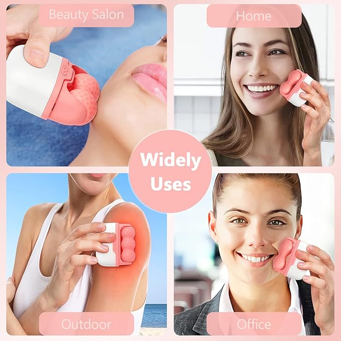 Ice Roller Double Ended, Ice Roller for Face & Eye Puffiness Relief, Ice Face Roller Massager for Migraine Pain, 2 in 1 Facial Ice Roller Skin Care Tool for Whole Body Minor Injury Cold Compress