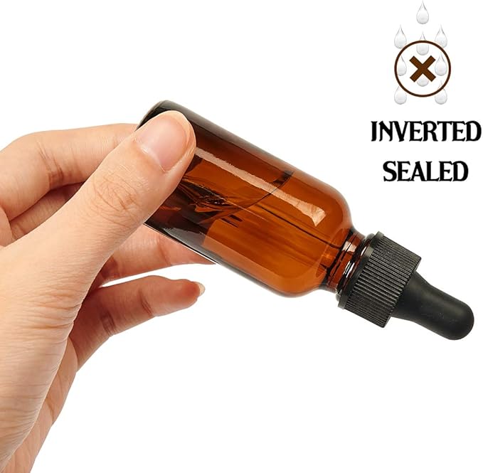 Eternal Moment 1 oz Eye Dropper Bottle(48 Pack), 30ml Amber Glass Bottles with Glass Eye Dropper for Essential Oils, Chemistry Lab Chemicals, Colognes & Perfumes