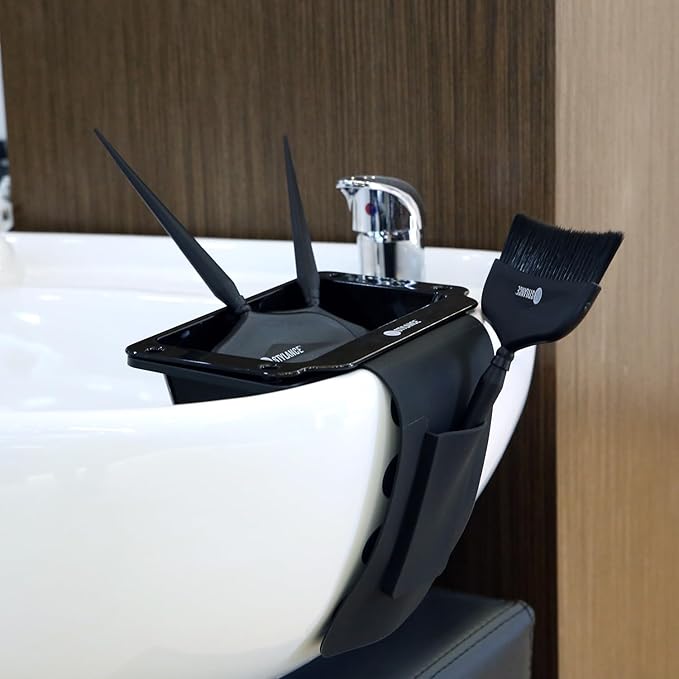 Toning Tub Hair Dye Bowl，Professional Hair Dye Color Mixing Bowl，Suction to Sink & Shampoo Station，For Salon and Home, Black