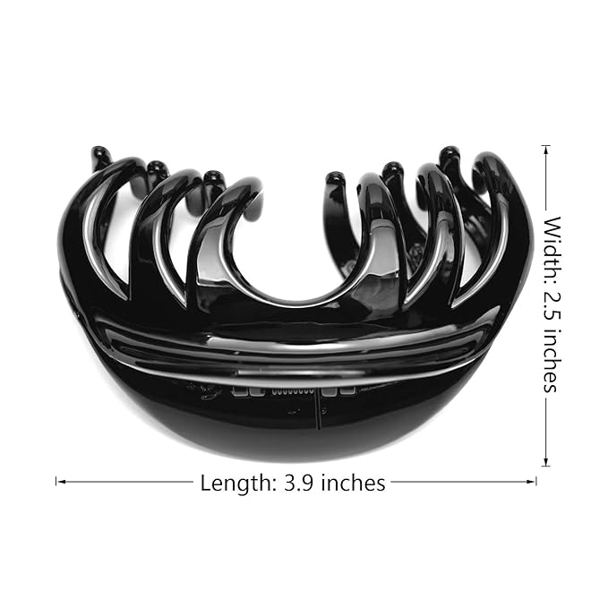 Youxuan 4 Inch Hair Claw for Women, Pretty Clip, Grip for Thick Hair, Black