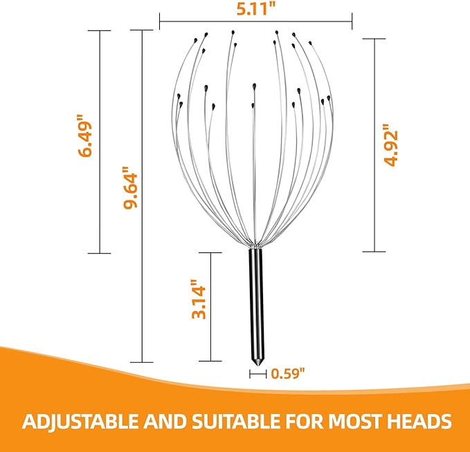 YEZY Head Massager 20 Fingers Head Scratcher Scalp Massager, Back Scratcher, Stocking Stuffers for Scalp Massage Back Massage (Black)