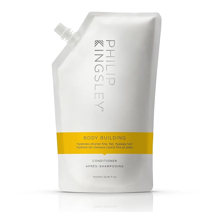 PHILIP KINGSLEY | Body Building Weightless Conditioner | Volumizing Conditioner for Fine, Limp, Flat, Flyaway Short Hair | Hydrates, Thickens, Lifts and Adds Volume and Shine | 33.8oz Refill Pouch