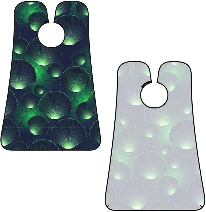 Adjustable Beard Bib, Non-Stick Hair Catcher Cape for Men's Shaving, Waterproof with 2 Suction Cups, Green Scales Mermaid Dragon Shave Bib
